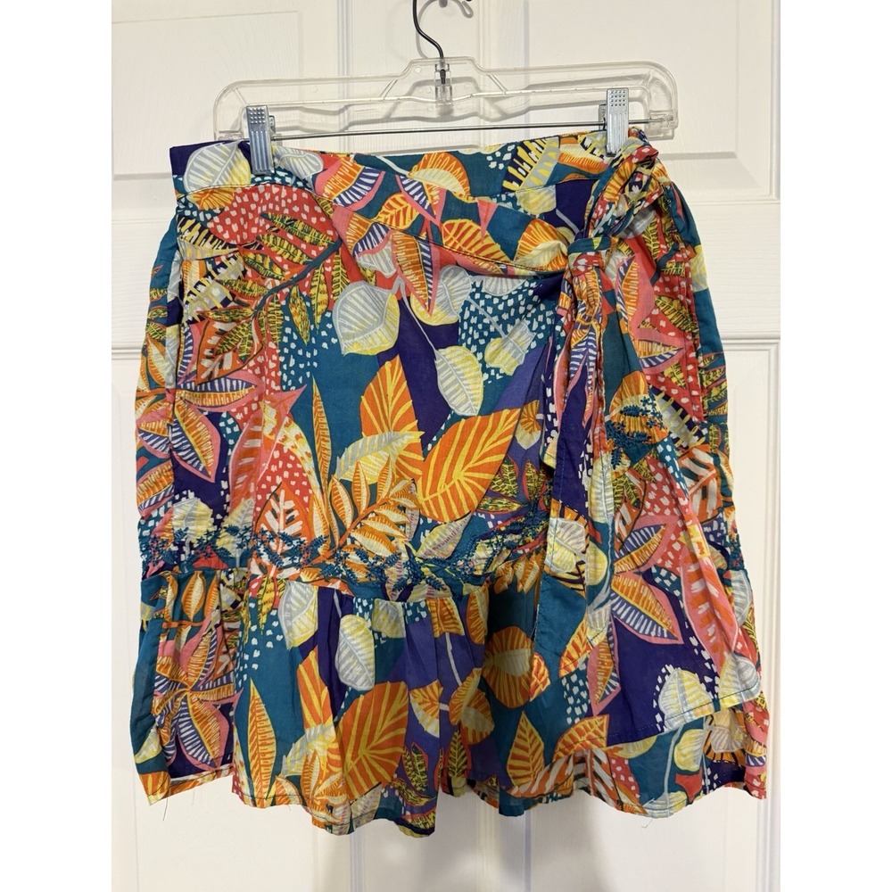 Cynthia‎ Rowley Skirt Womens Medium Colorful Wrap Tropical Floral Embroidery L